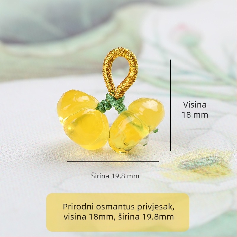 Prirodni jantar, medno-zlatni tonovi, osmanthus naglasak, mali privjesak kapljice s resama, Nan Hong južno crvene perle, Laoshan sandalovo drvo, dodaci za ogrlicu i narukvicu od perli