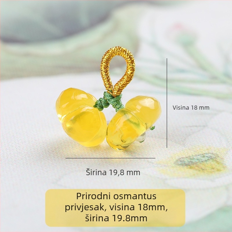 Prirodni jantar, medno-zlatni tonovi, osmanthus naglasak, mali privjesak kapljice s resama, Nan Hong južno crvene perle, Laoshan sandalovo drvo, dodaci za ogrlicu i narukvicu od perli