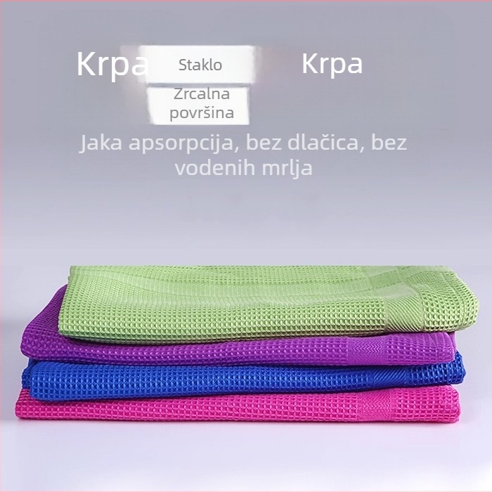 Krpa od mikrovlakana za čišćenje stakla, bez dlačica, upija, brzo se suši, višebojna, bez tragova vode, za prozore i ogledala