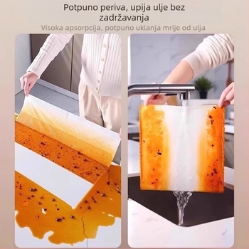 Jednokratna kuhinjska krpa od bambusovog vlakna, debela, upijajuća, otporna na masnoće, uklanjanje mrlja, za pranje posuđa