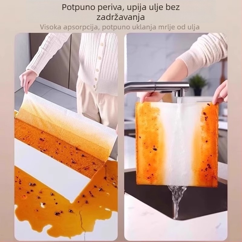 Jednokratna kuhinjska krpa od bambusovog vlakna, debela, upijajuća, otporna na masnoće, uklanjanje mrlja, za pranje posuđa