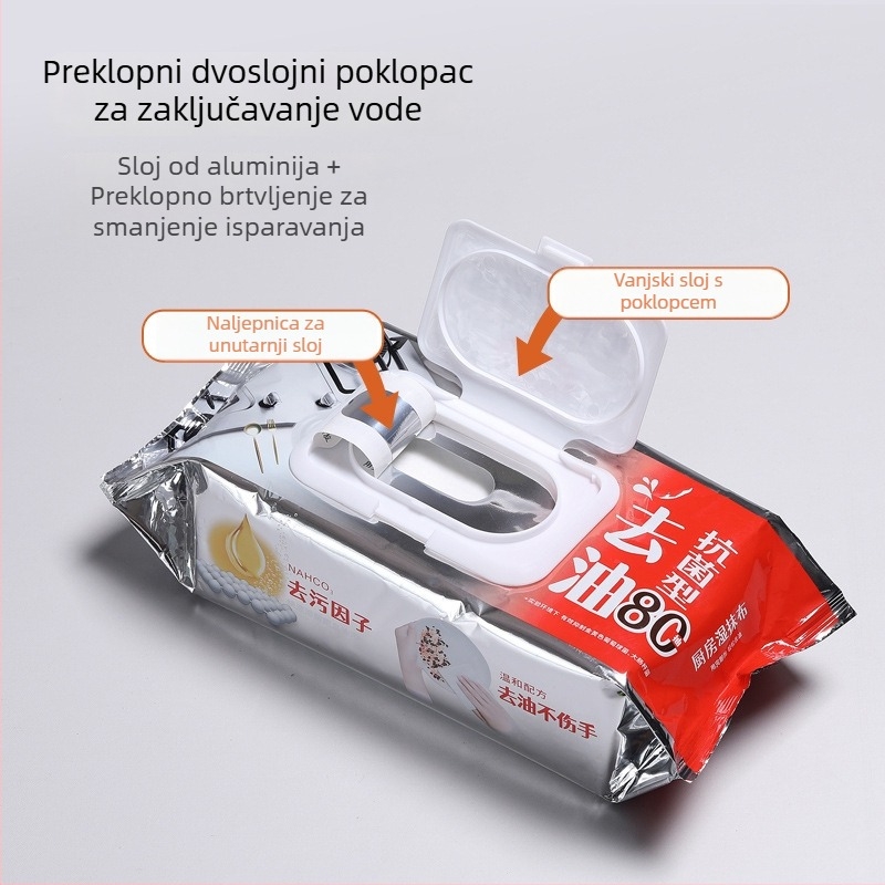 Kuhinjske mokre maramice za snažno uklanjanje masnoće i mrlja, jednokratne, veliko pakiranje