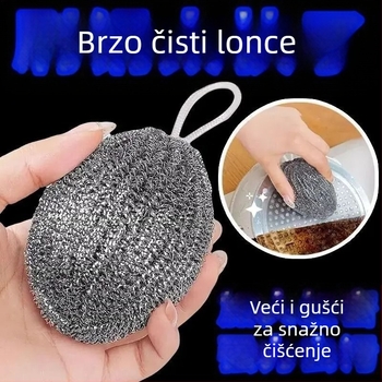 Nerđajuća čelična kugla za čišćenje s lancem za vješanje, velika kuhinjska kugla za posuđe i lonce, žica za uklanjanje masnoće i hrđe