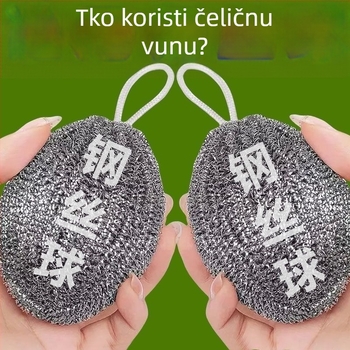 Nerđajuća čelična kugla za čišćenje s lancem za vješanje, velika kuhinjska kugla za posuđe i lonce, žica za uklanjanje masnoće i hrđe
