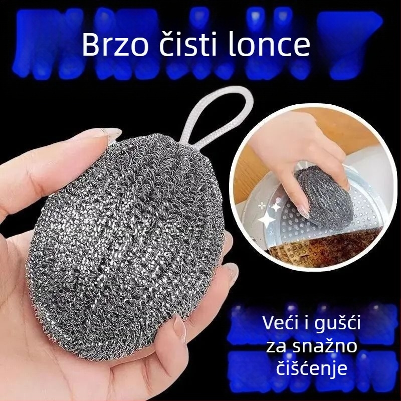 Nerđajuća čelična kugla za čišćenje s lancem za vješanje, velika kuhinjska kugla za posuđe i lonce, žica za uklanjanje masnoće i hrđe