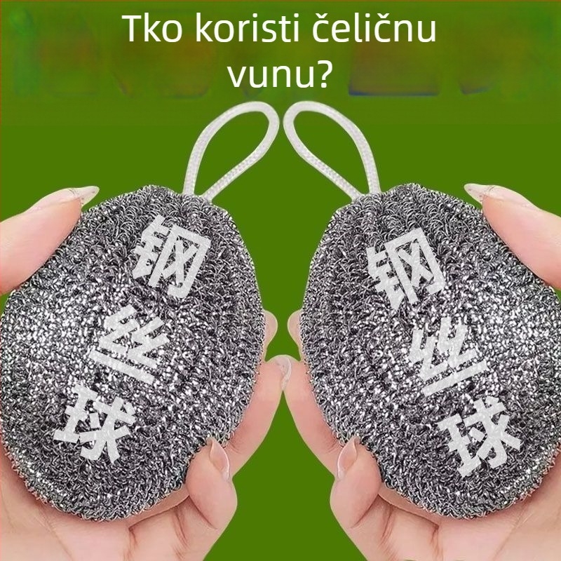 Nerđajuća čelična kugla za čišćenje s lancem za vješanje, velika kuhinjska kugla za posuđe i lonce, žica za uklanjanje masnoće i hrđe