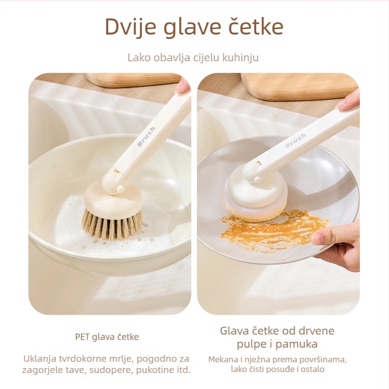 Okretna četka za suđe s dugim držkom za kuhinju