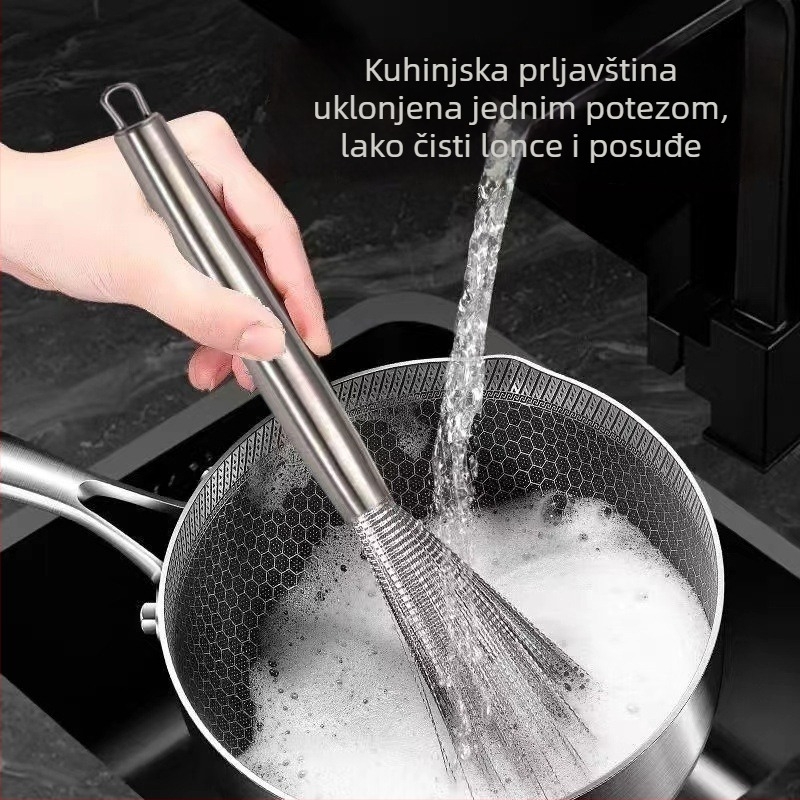 Četka za lonac od 316 nehrđajućeg čelika s dugim držalom za čišćenje lonaca, zdjela i uklanjanje masnoće