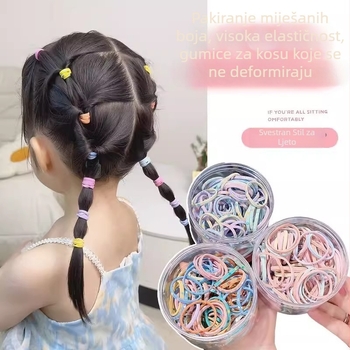Srednje veličine dječje višebojne ravne gumice za kosu za djevojčice, visoka elastičnost, izdržljive i ne deformiraju kosu