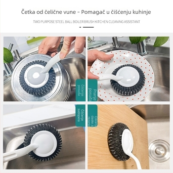 Četka za posuđe s produženom drškom i čeličnom kuglicom