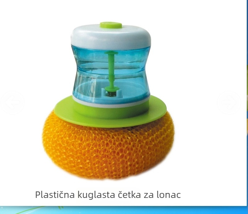 Četka za posude s spremnikom tekućine, četka za suđe, kuhinjska kuglica za čišćenje i četka od čelične žice