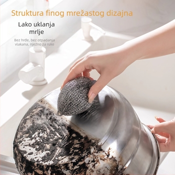 Nehrđajuća čelična čistilna kugla s užetom za vješanje, za kućnu upotrebu, kuhinju i pranje posuđa, otporna na hrđu i ne ispušta vlakna