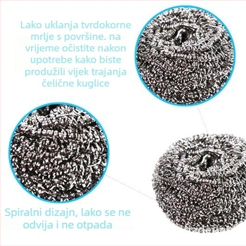 2-komplet: velike 33 g, nehrđajući čelik, kugla za pranje posuđa, žičana kugla za čišćenje