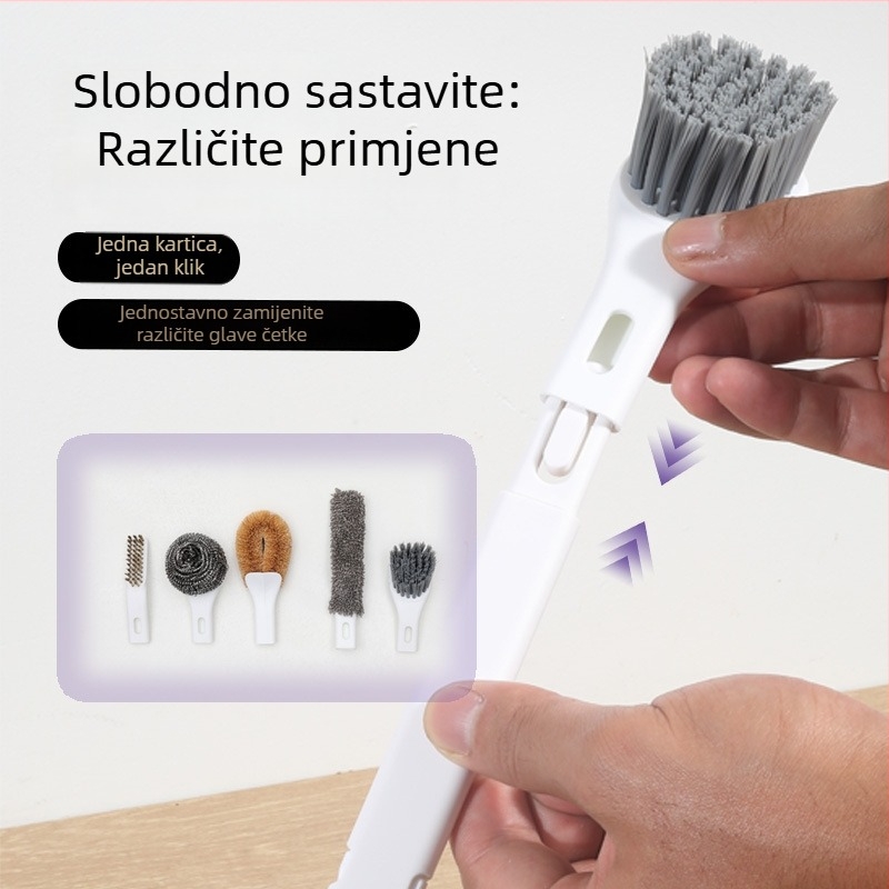 Šestkomponentni set četki za posuđe s dugom drškom za lakše čišćenje masnoća bez dodirivanja rukama