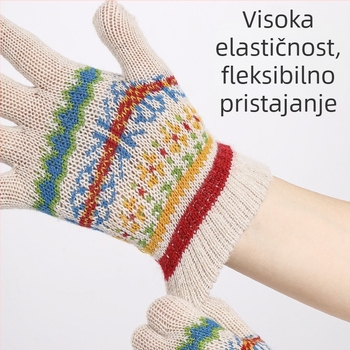 Jacquard rukavice za djecu, podstavljene flisom, debeli i topli za jesen i zimu, kontrastne boje