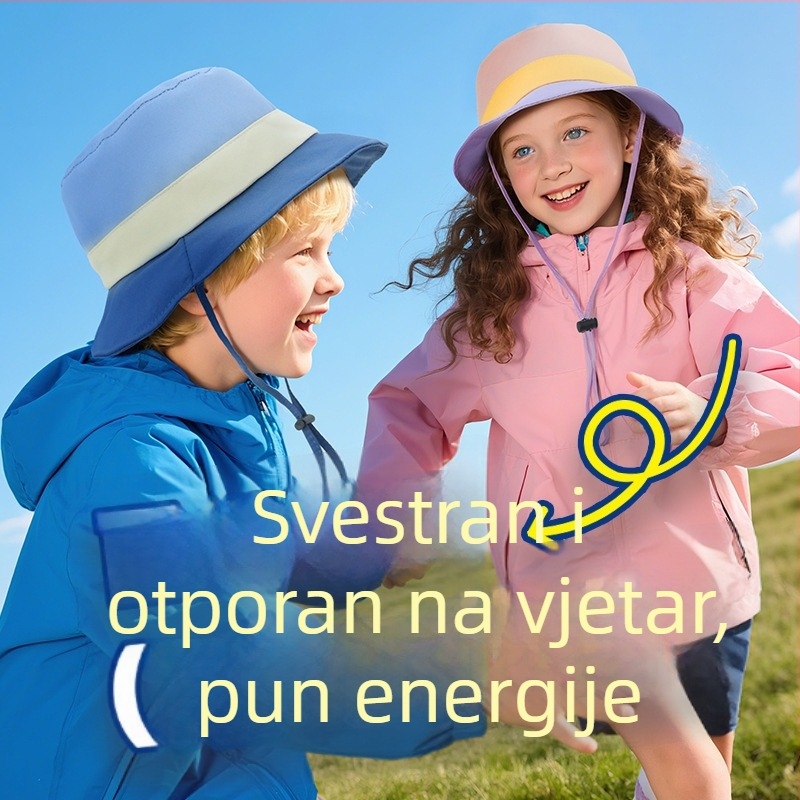 Dječja sunčana kapa s višebojnim dizajnom, bucket kapa za ljeto, prozračna i otporna na vjetar