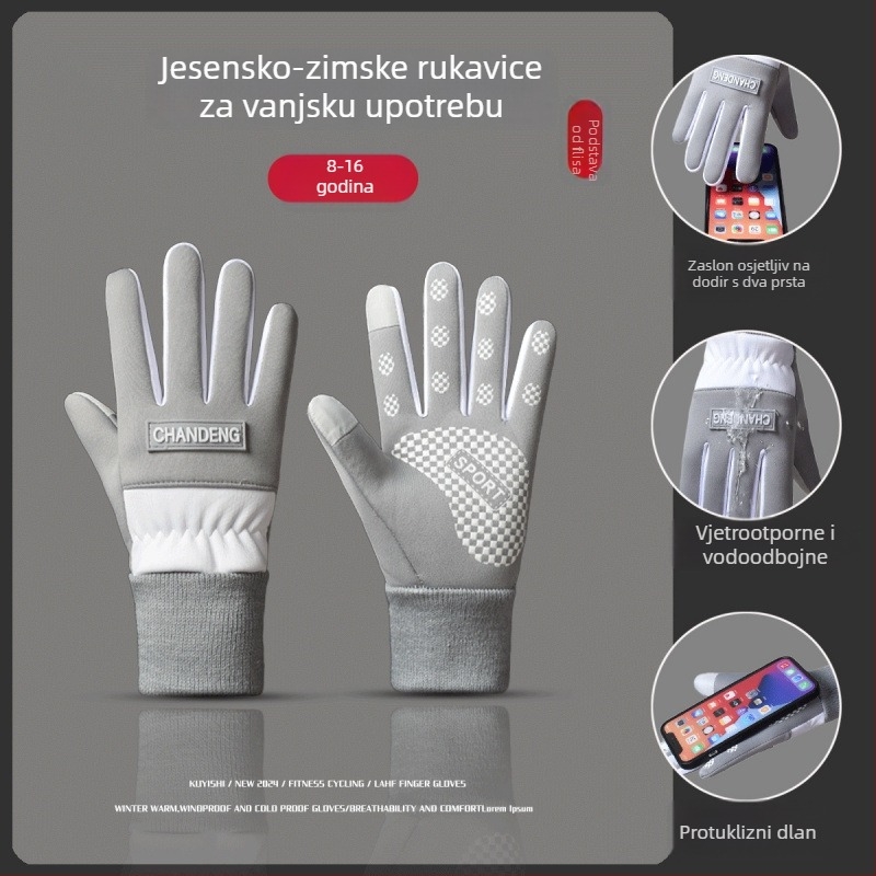 Dječje tople vodootporne rukavice s dodirnim zaslonom, otporne na vjetar i hladno za jesen/zimu, za vanjske sportove i biciklizam