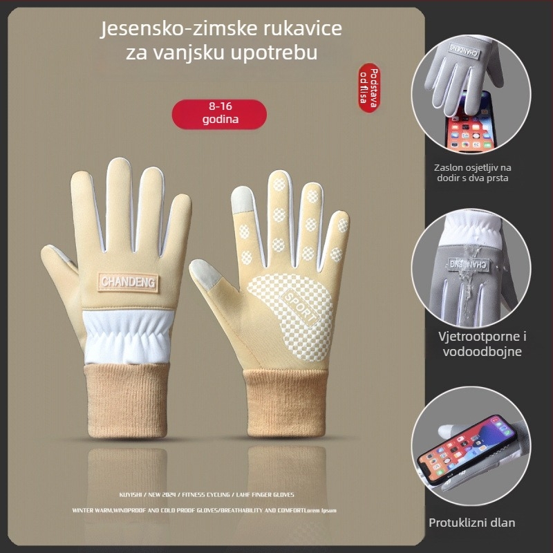 Dječje tople vodootporne rukavice s dodirnim zaslonom, otporne na vjetar i hladno za jesen/zimu, za vanjske sportove i biciklizam
