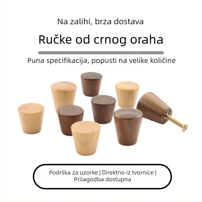 Drvena cilindrična drška za ladice i ormane od orahovog drveta