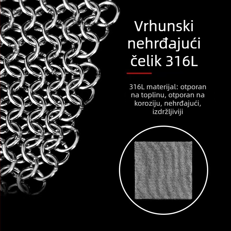 316L nehrđajući čelik – mrežasta četka za pranje posuđa, zamjena metalne vlaknaste kuglice, nema otpada vlakana