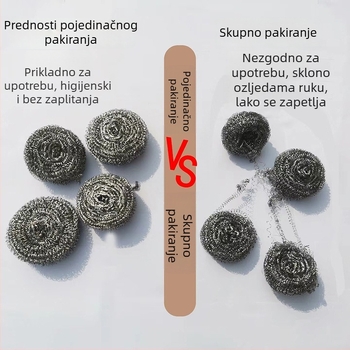 Velika kugla za čišćenje od nehrđajućeg čelika, bez ispadanja vlakana, pojedinačno pakirana, kuhinjski pribor za pranje posuđa