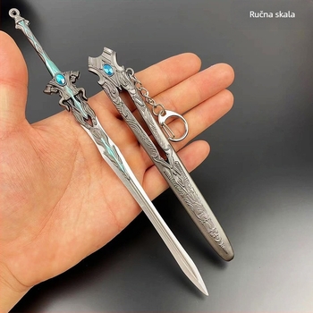 Tang San Seven-Kill Sword legura replika s plavo-srebrnim Overlord kopljem, metalna dekorativna figura
