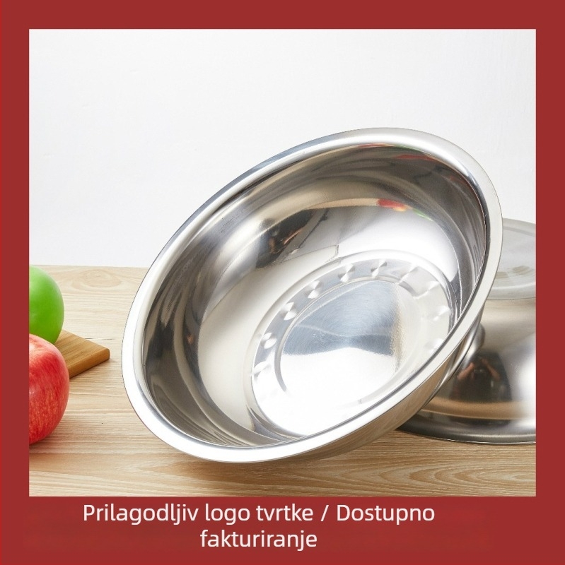 Nerđajući čelični kuhinjski bazen s prilagođenim logotipom, debelim rubom i ravnim bridom, višenamjenski bazen za pranje povrća i posuđa, veličine 28–40 cm