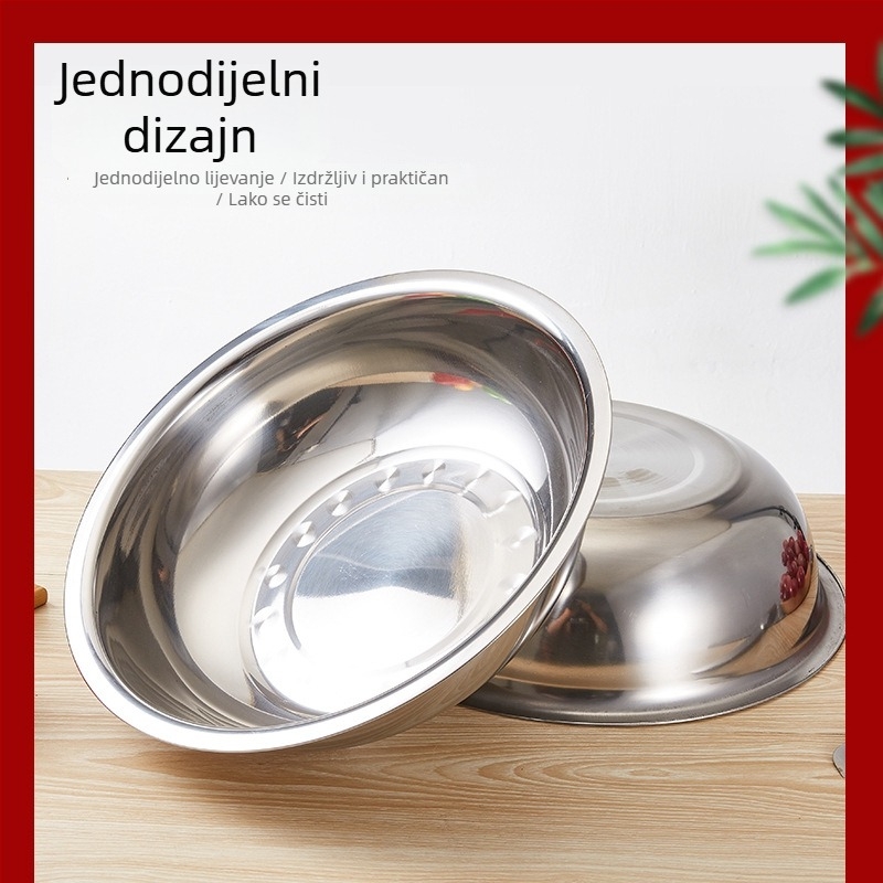 Nerđajući čelični kuhinjski bazen s prilagođenim logotipom, debelim rubom i ravnim bridom, višenamjenski bazen za pranje povrća i posuđa, veličine 28–40 cm