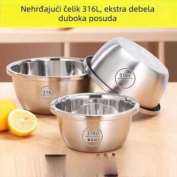 Kuhinjska posuda od 316L nehrđajućeg čelika, prehrambena kvaliteta, promjer 32 cm, velika višestruka posuda za jaja, tijesto, povrće i kuhanje