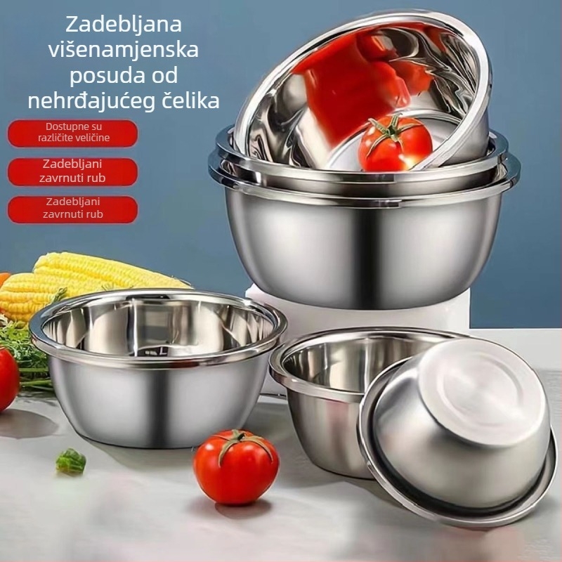 Kuhinjska posuda od 316L nehrđajućeg čelika, prehrambena kvaliteta, promjer 32 cm, velika višestruka posuda za jaja, tijesto, povrće i kuhanje