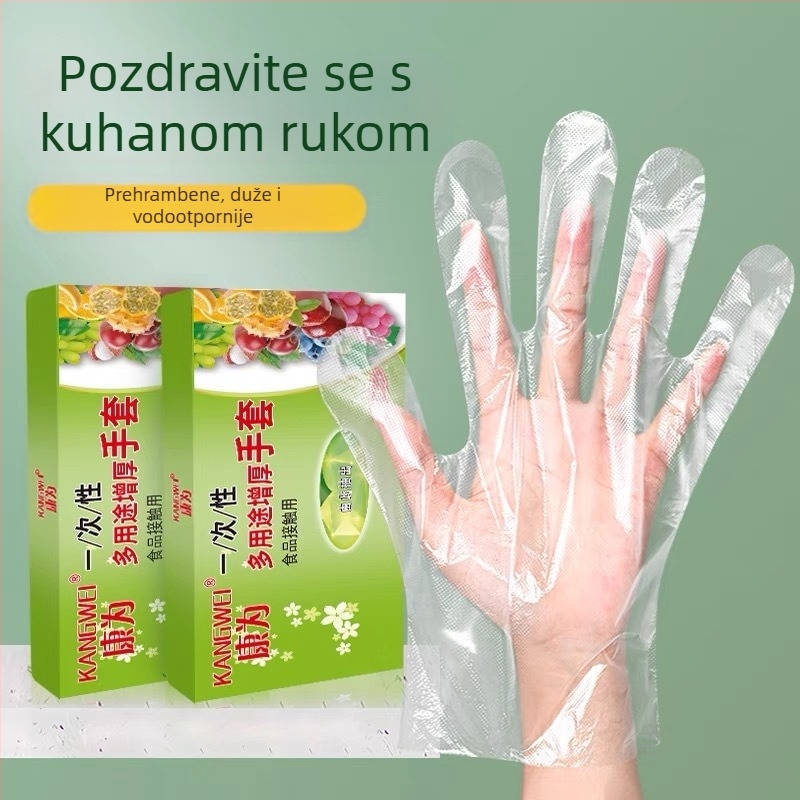 Jednokratne debeli prozirni PE rukavice, kvalitete hrane, za catering, dostavu i kućnu uporabu