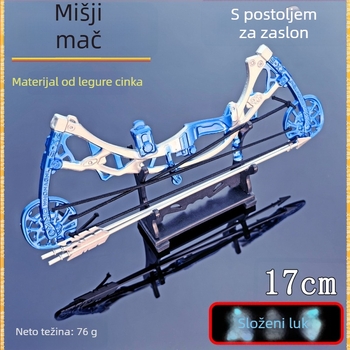 Luna mini kompozitni luk, 17 cm plavi metalni model oružja sa strijelama