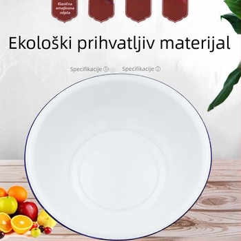 Vintage emajlirani bijeli umivaonik za kućnu uporabu – pogodan za pranje povrća, tijesta i rublja