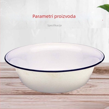 Vintage emajlirani bijeli umivaonik za kućnu uporabu – pogodan za pranje povrća, tijesta i rublja