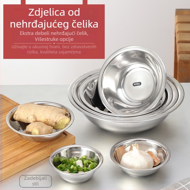 Komplet posuđa od 304 nehrđajućeg čelika, debeli zidovi: posuda za povrće, posuda za miješanje, posuda za začine, posuda za umak i male zdjelice za juhu