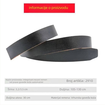 Muški remen od prave kože s automatskom kopčom, cijela teleća koža, širina 2–4 cm, duljina 120 cm