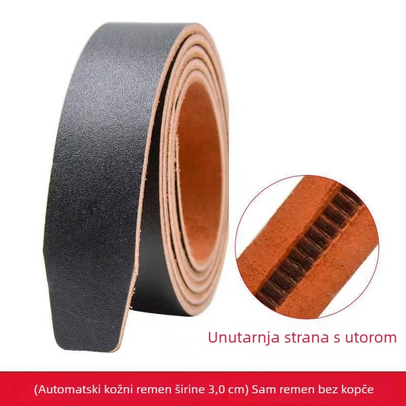 Muški remen od prave kože s automatskom kopčom, cijela teleća koža, širina 2–4 cm, duljina 120 cm