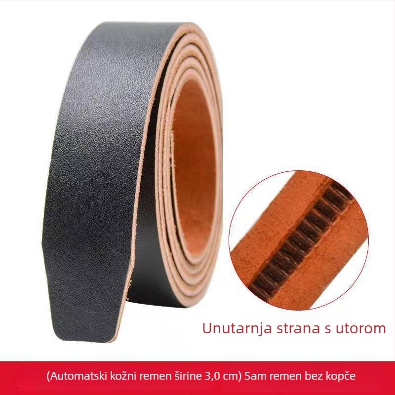 Muški remen od prave kože s automatskom kopčom, cijela teleća koža, širina 2–4 cm, duljina 120 cm