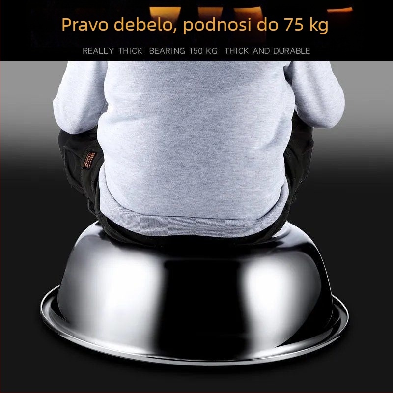 Kuhinjski kružni posuda od nehrđajućeg čelika, debeli rub, veliki kapacitet za pranje povrća