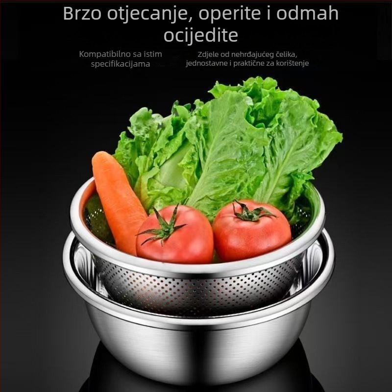 Nehrđajući čelični koš za odvod i pranje, kuhinjska cjedilica i zdjela za tijesto