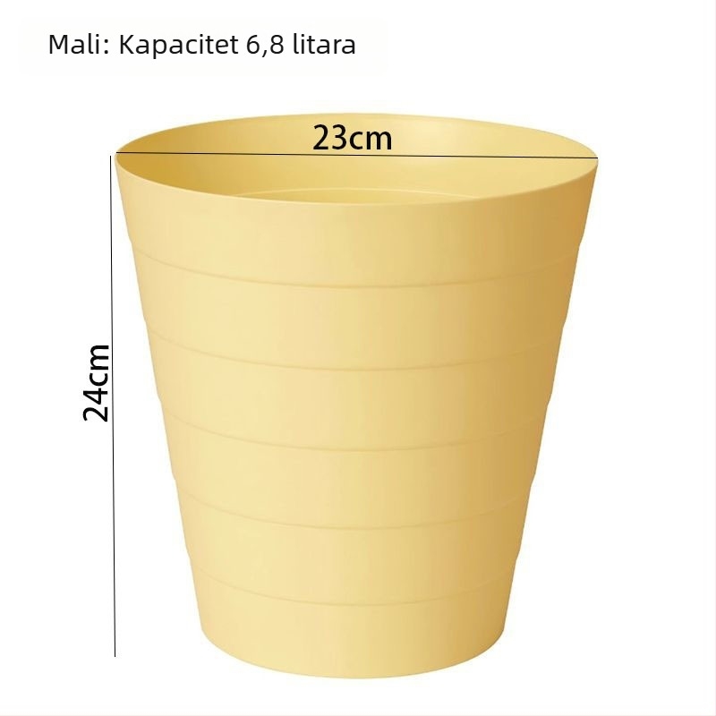 Plastični kućni koš za otpad bez poklopca, cilindričnog oblika, za kućnu upotrebu; pogodan za ured, dnevni boravak, kuhinju, radnu sobu i kupaonu