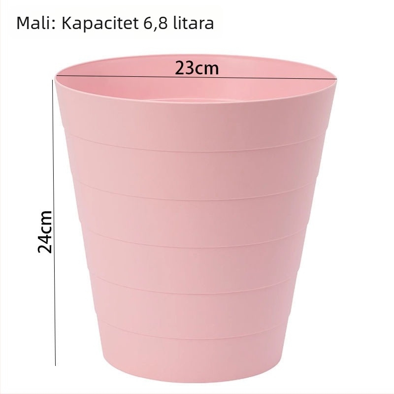 Plastični kućni koš za otpad bez poklopca, cilindričnog oblika, za kućnu upotrebu; pogodan za ured, dnevni boravak, kuhinju, radnu sobu i kupaonu