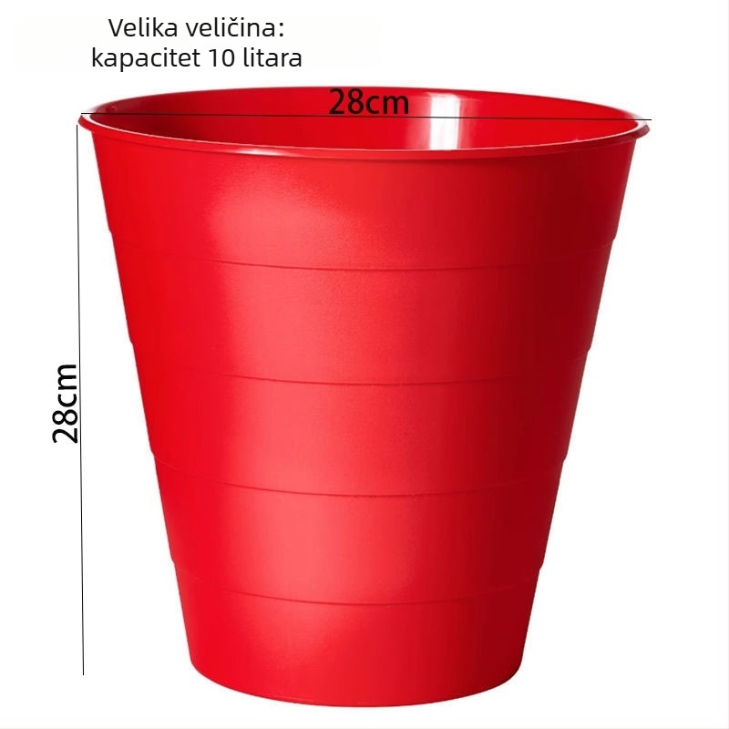 Plastični kućni koš za otpad bez poklopca, cilindričnog oblika, za kućnu upotrebu; pogodan za ured, dnevni boravak, kuhinju, radnu sobu i kupaonu
