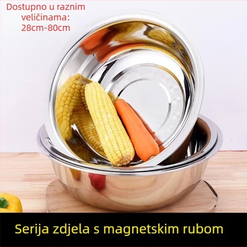 Kuhinjska posuda od nehrđajućeg čelika s magnetskim rubom za pranje povrća i posuđa, velik kapacitet (28–80 cm)