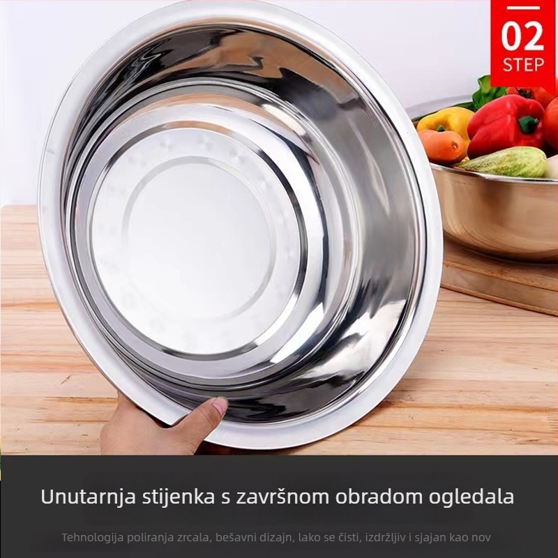 Kuhinjska posuda od nehrđajućeg čelika s magnetskim rubom za pranje povrća i posuđa, velik kapacitet (28–80 cm)