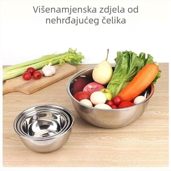Nehrđajući čelična zdjela s ravnim rubom, set različitih veličina za kuhinju: zdjela za jaja, tijesto, pranje povrća i juha.