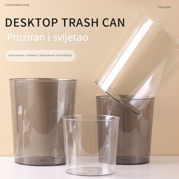Prozirni PET koš za otpad, 9 L, duguljasti cilindrični oblik, bez poklopca – za kuću, kuhinju, kupaonicu, spavaću sobu, dnevni boravak i ured