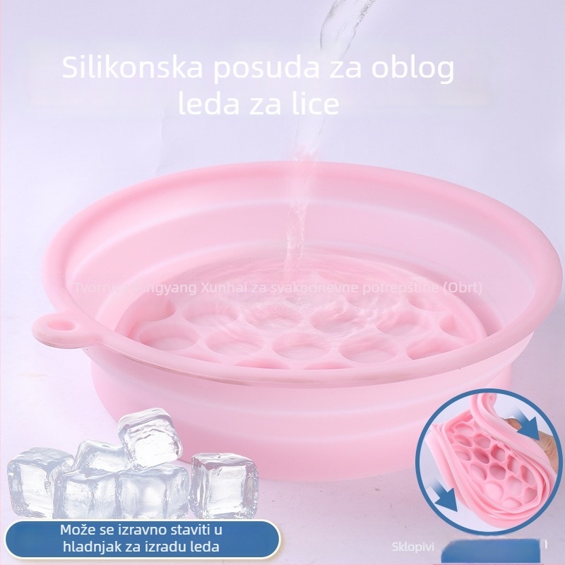 Silikonska sklopiva posuda za ledene kompresije za lice, prenosiva i otporna na prskanje