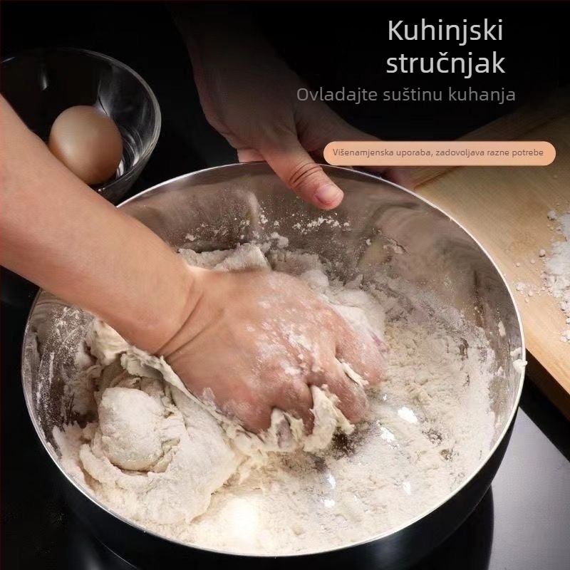 Posuda za tijesto od 316L nehrđajućeg čelika, kvaliteta hrane, izuzetno debela, ne-prianjajuća površina, okrugla, promjer 20 cm