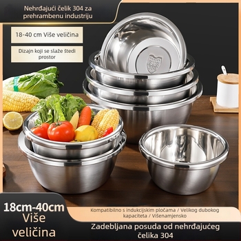 304 debeli nehrđajući čelik, posuda s zaobljenim rubom, višenamjenska posuda za začine, tučenje jaja, pranje povrća, ispiranje riže i mijesanje tijesta